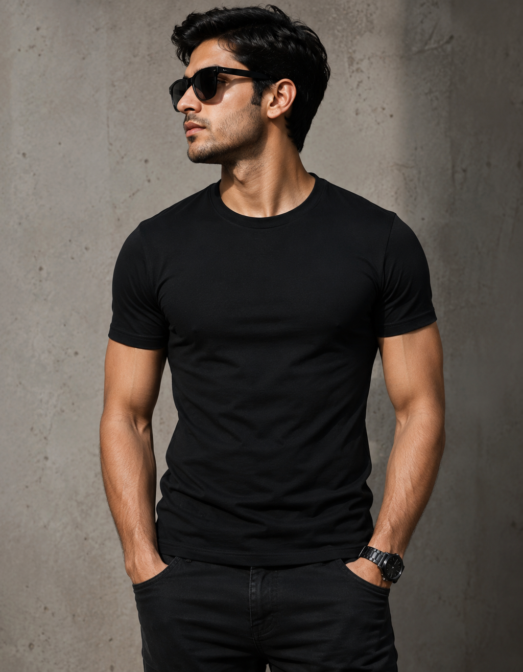 100% Cotton Premium Black Crew Neck T-Shirt