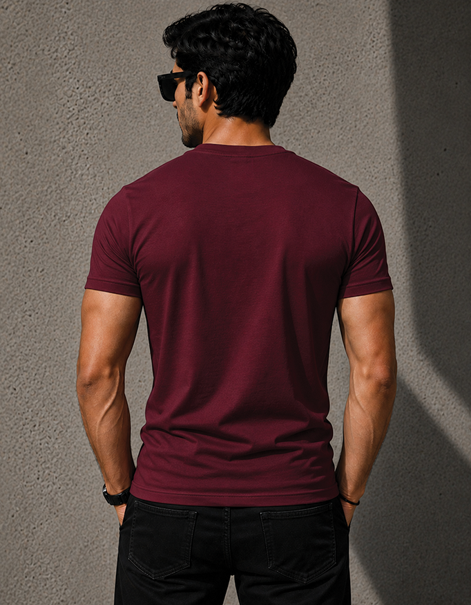 100% Cotton Premium Maroon Crew Neck T-Shirt