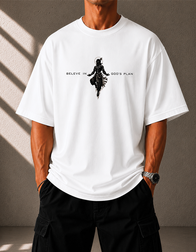 Believe in God's Plan Oversized Graphic T-Shirt