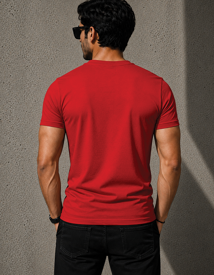 100% Cotton Red Regular Fit T-Shirt